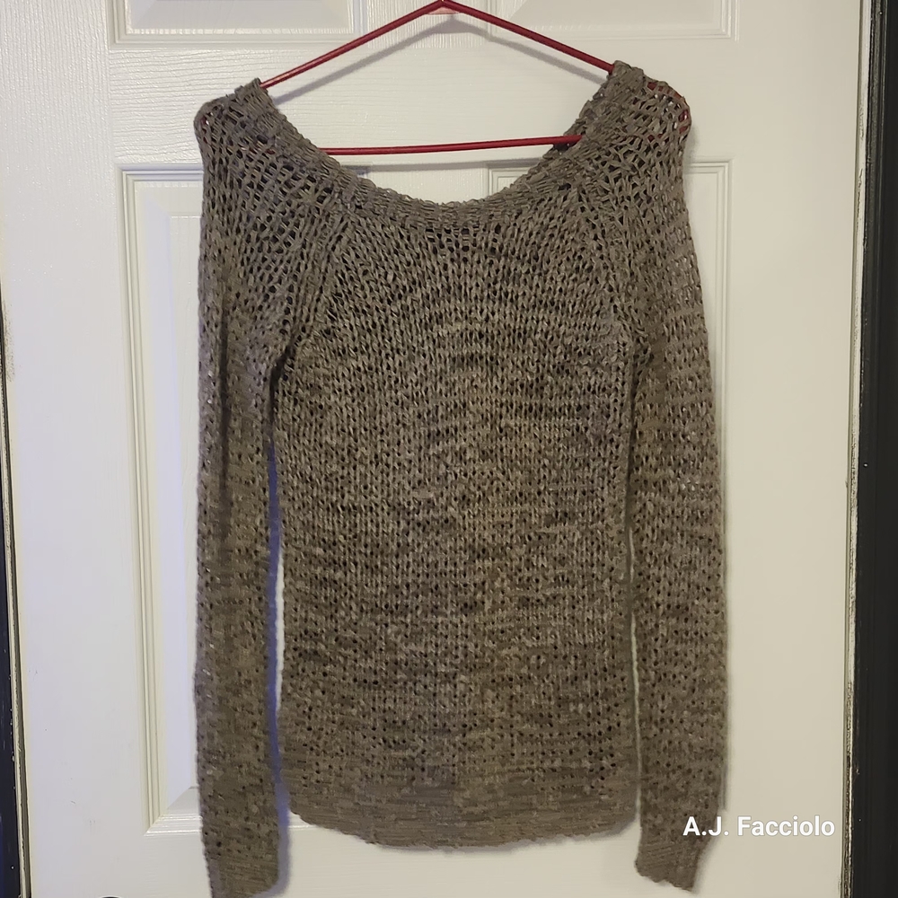 Club Monaco Off-the-Shoulder Brown Sweater